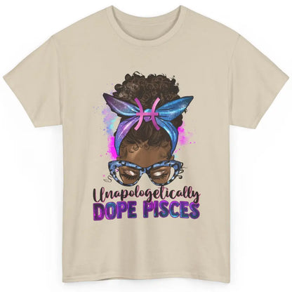 Unapologetically Dope Pisces Zodiac Leopard Afro Messy Bun Classic Unisex T-Shirt