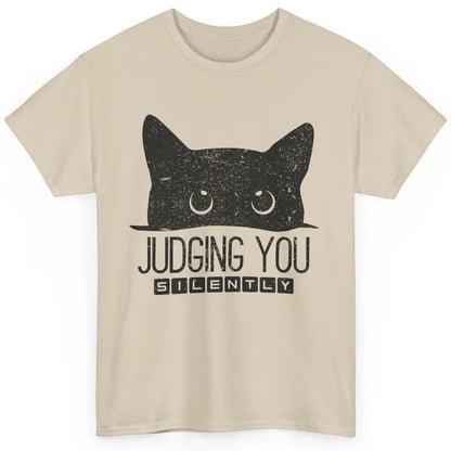 Funny Black Cat Judging You Silently Sarcastic Cat Mom Gift Classic Unisex T-Shirt