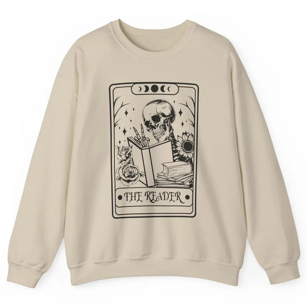 Retro Skeleton The Reader Tarot Card Halloween Romance Book Unisex Crewneck Sweatshirt