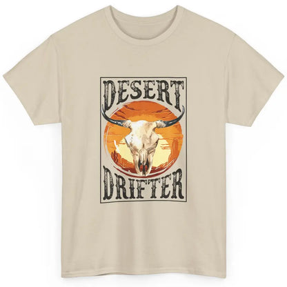 Bull Skull Sunset Desert Drifter Cowboy Rodeo Western Retro Classic Unisex T-Shirt