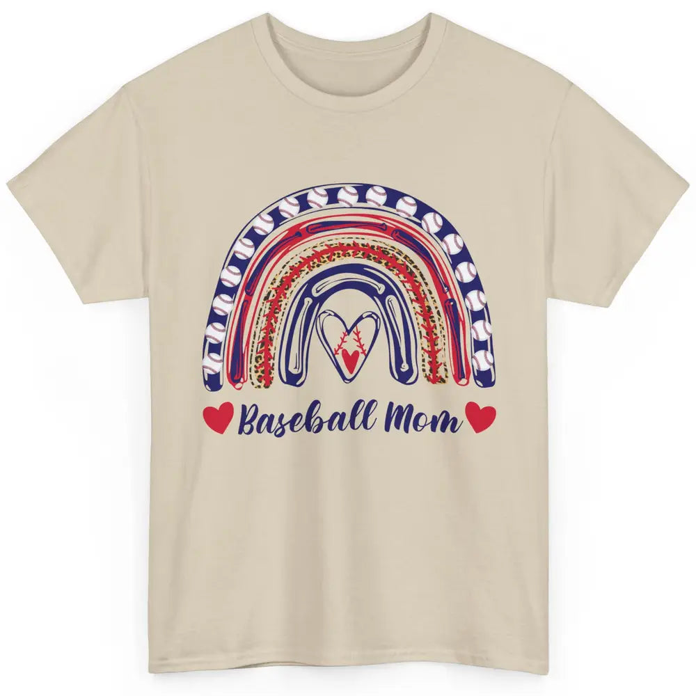 Baseball Mom Leopard Rainbow Proud Baseball Softball Players Classic Unisex T-Shirt