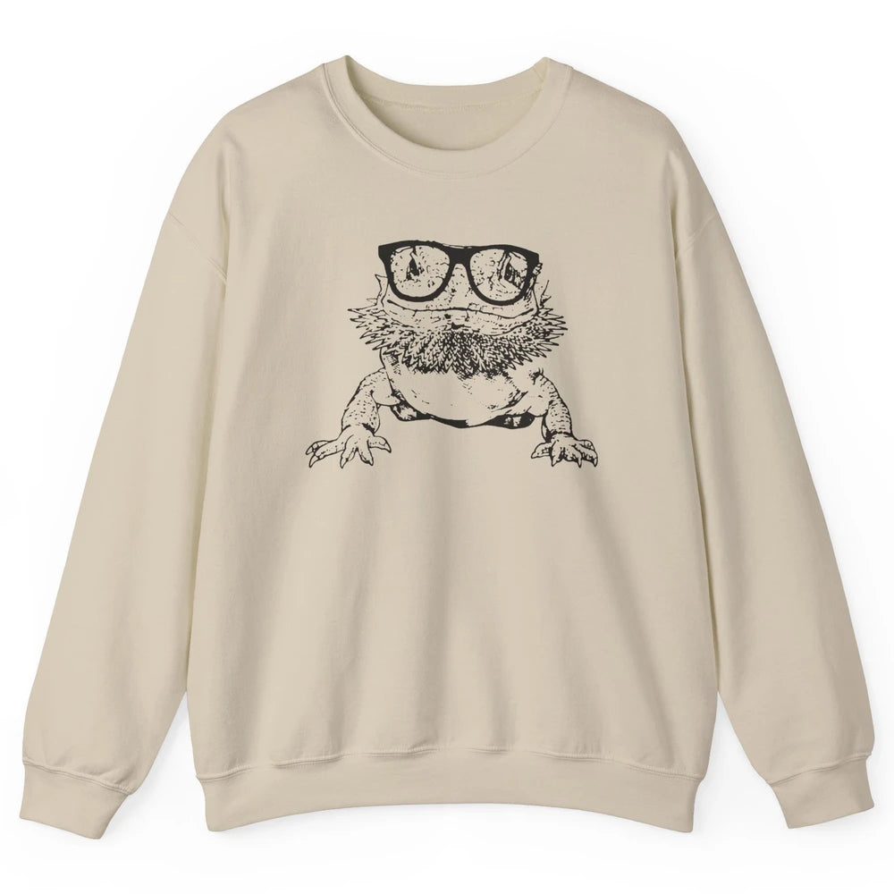 Bearded Dragon Glasses Animal Cute Bearded Dragon Owner Gift Unisex Crewneck Sweatshirt