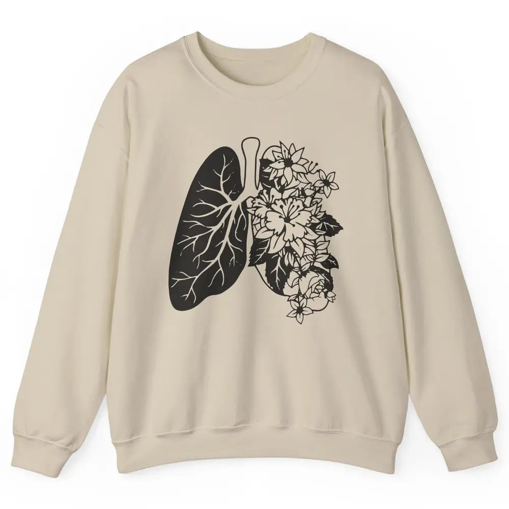 Anatomical Lungs Floral Breathe Respiratory Therapy RT Unisex Crewneck Sweatshirt