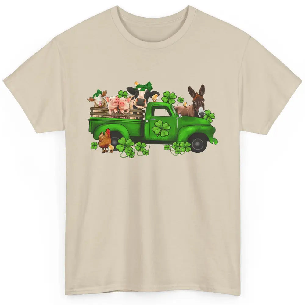 Farm Animals Truck Shamrock Clover St Patricks Day Retro Classic Unisex T-Shirt