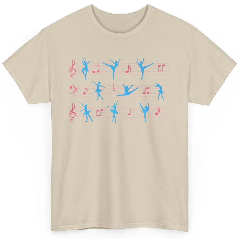 Ballet Dancer Ballerina Pointer Feet Musical Notes Dancing Classic Unisex T-Shirt