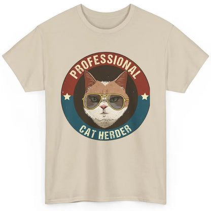 Vintage Cat Glasses Professional Cat Herder Cat Mom Cat Dad Classic Unisex T-Shirt