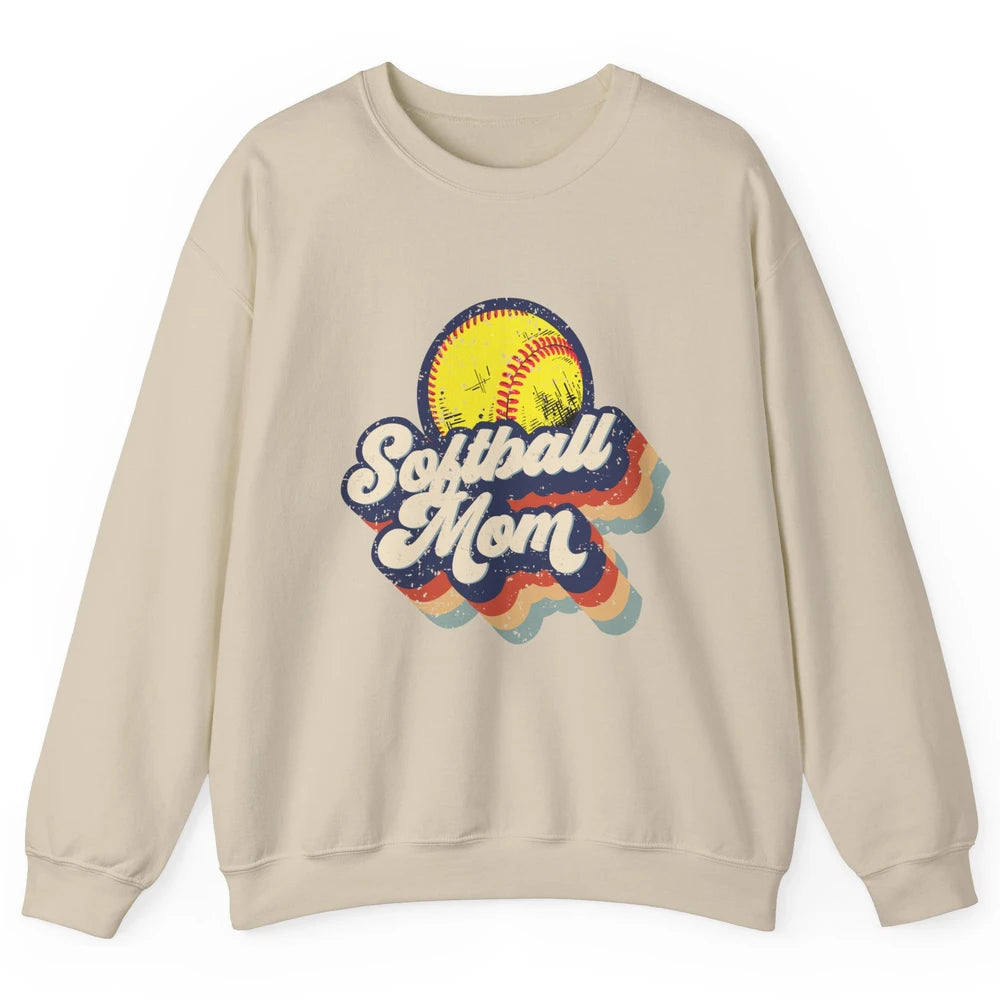 Retro Softball Mom Catcher Pitcher Mothers Softball Player Unisex Crewneck Sweatshirt