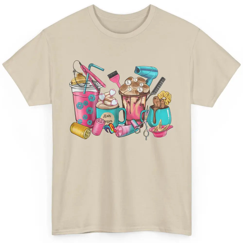 Cute Hairdresser Coffee Cups Hairstylist Life Scissors Boho Classic Unisex T-Shirt