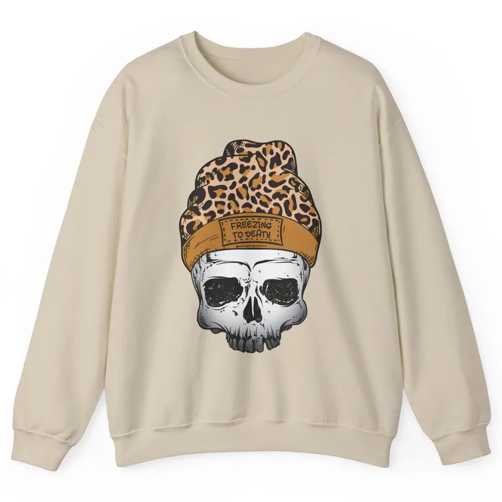 Leopard Skull Freezing To Death Snowflakes Christmas Winter Unisex Crewneck Sweatshirt