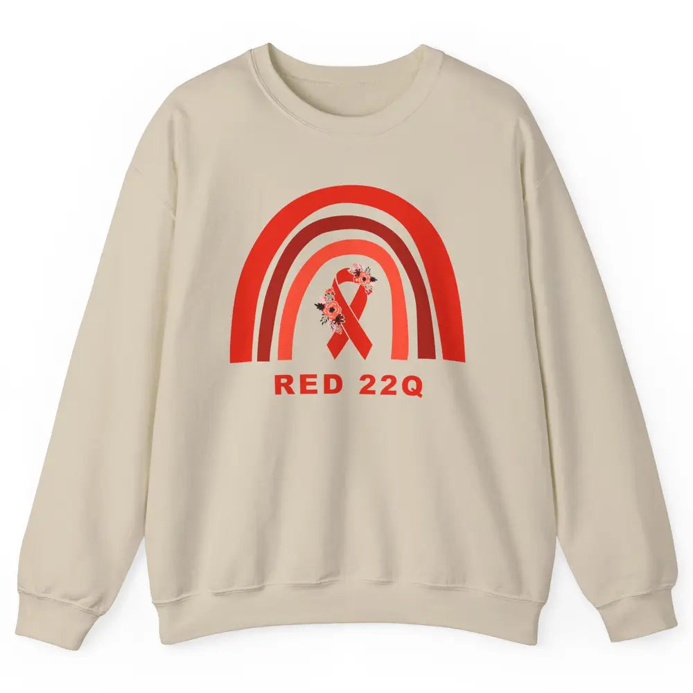 22Q Deletion/DiGeorge Syndrome Awareness Floral Red Rainbow Unisex Crewneck Sweatshirt