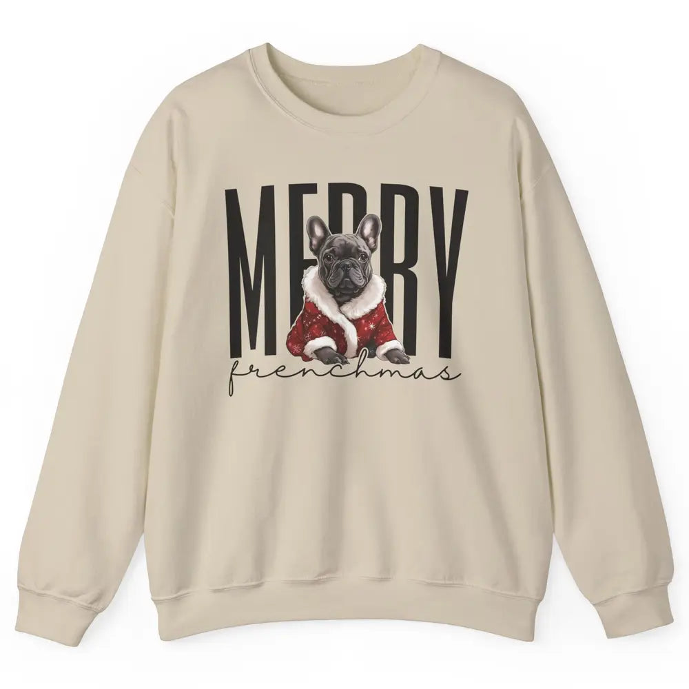 Funny French Bulldog Merry Frenchmas Christmas Dog Mom Unisex Crewneck Sweatshirt