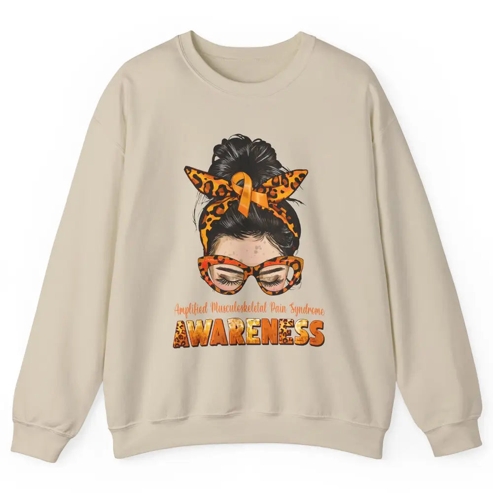 Amplified Musculoskeletal Pain Syndrome Orange Messy Bun Unisex Crewneck Sweatshirt