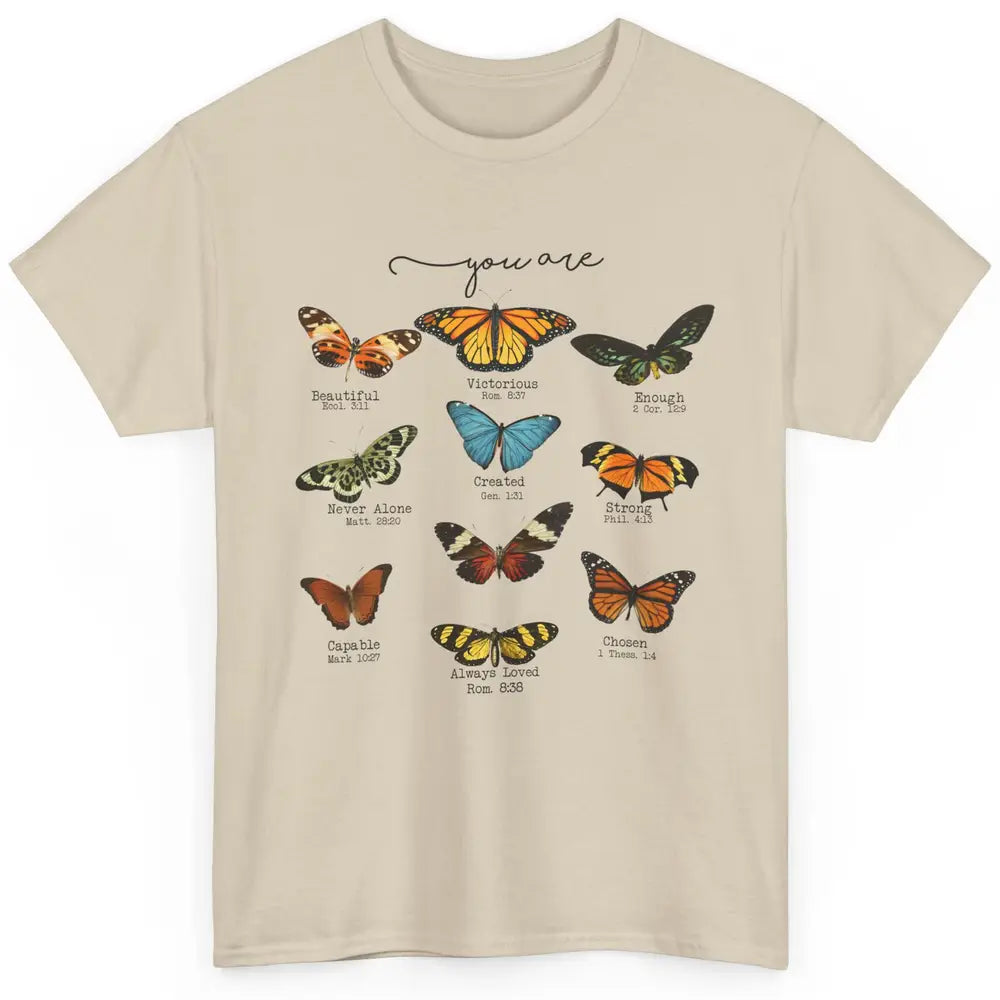 Christian Butterflies God Says You Are Bible Verse Religious Classic Unisex T-Shirt