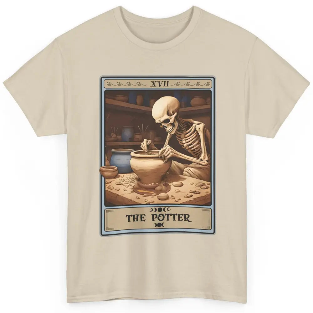 Retro Skeleton The Potter Tarot Card Halloween Pottery Lover Classic Unisex T-Shirt