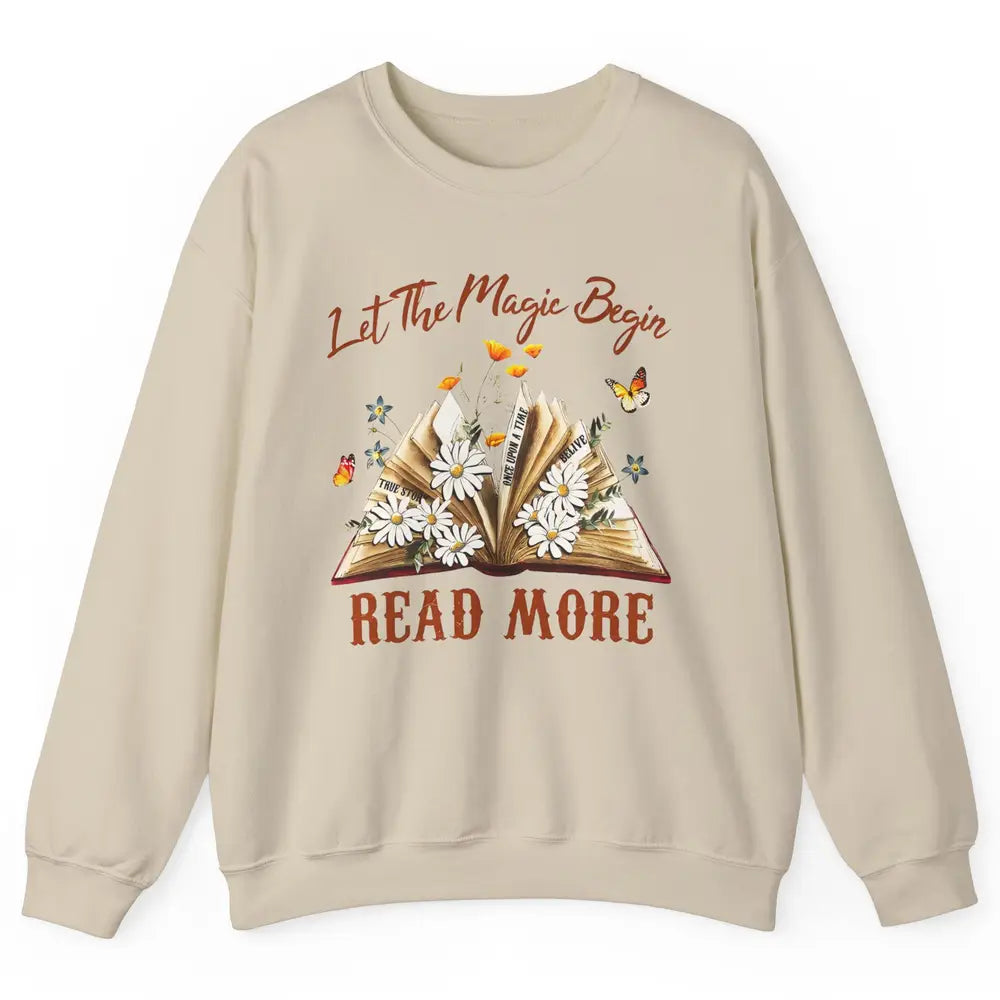 Aesthetic Read More Daisy Flowers Library Bookworm Butterfly Unisex Crewneck Sweatshirt