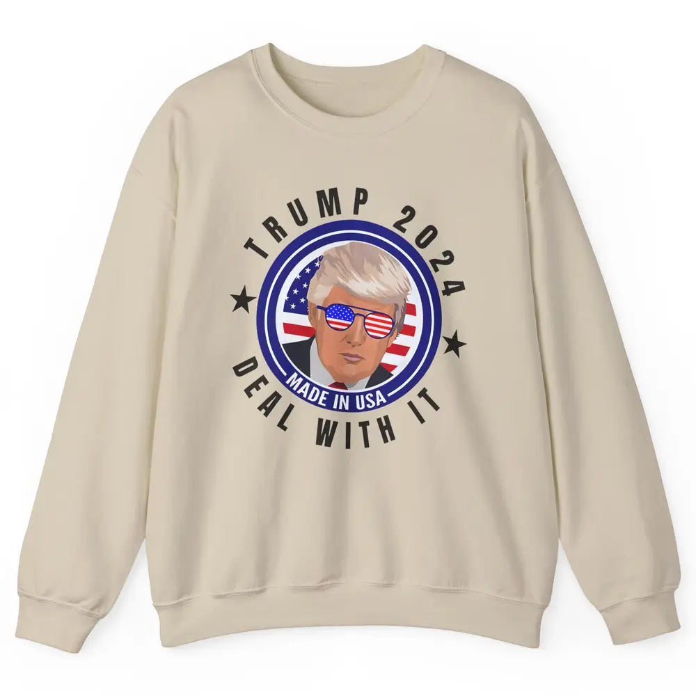 Vote Trump 2024 Deal With It Funny Republican Pro America Unisex Crewneck Sweatshirt