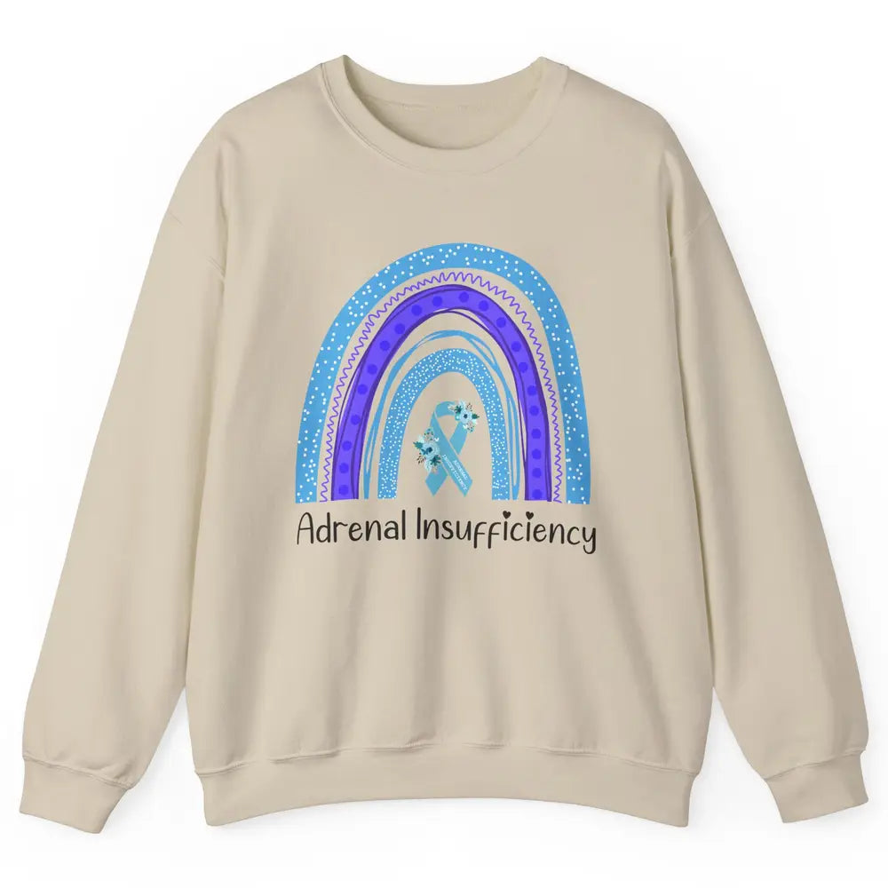 Adrenal Insufficiency Awareness Floral Light Blue Ribbon Unisex Crewneck Sweatshirt