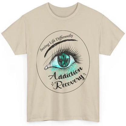 Addiction Awareness Seeing Life Differently Eye Teal Ribbon Classic Unisex T-Shirt