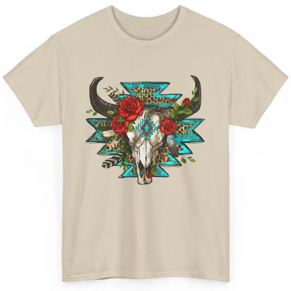 Aztec Heifer Skull Roses Cowboy Floral Leopard Vintage Texas Classic Unisex T-Shirt