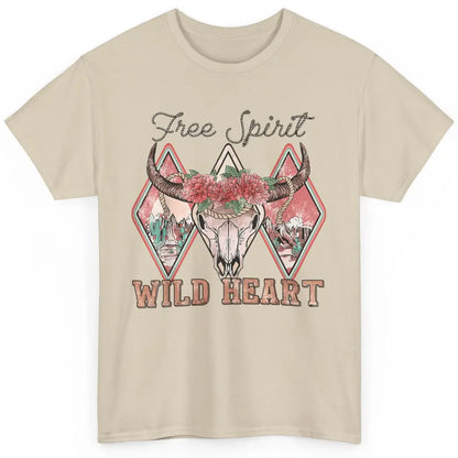 Bull Skull Free Spirit Wild Heart Valentine Western Rodeo Classic Unisex T-Shirt