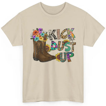 Floral Cowgirl Boots Kick Dust Up Sunflowers Leopard Cowboy Classic Unisex T-Shirt