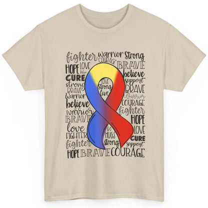 Thoracic Outlet Syndrome Awareness Blue Red Ribbon Hope Love Classic Unisex T-Shirt