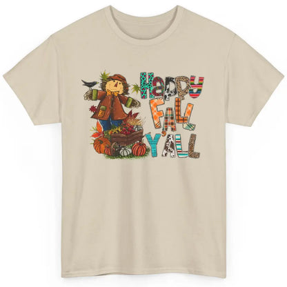 Happy Fall Y'all Leopard Pumpkin Western Autumn Thankful Classic Unisex T-Shirt