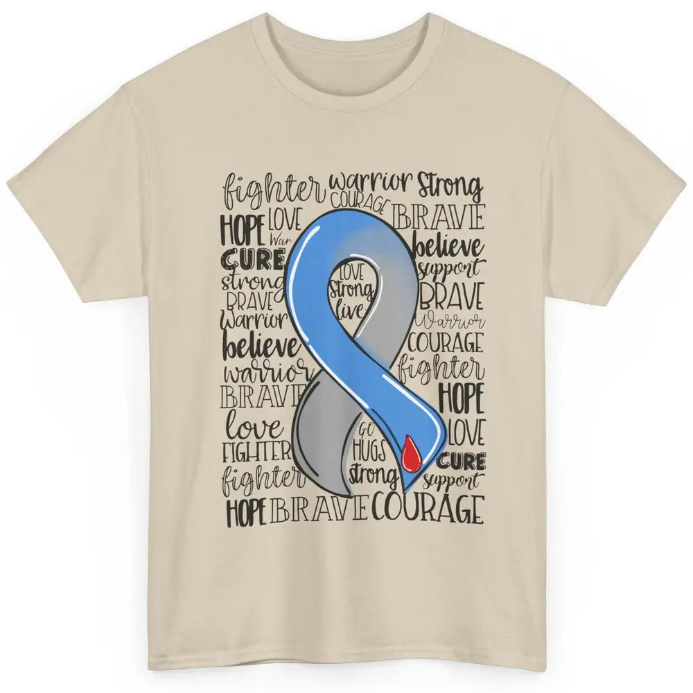 Diabetes Awareness Blue And Gray Ribbon Strong Brave Hope Classic Unisex T-Shirt