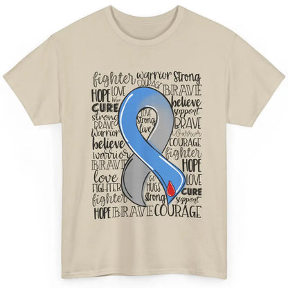 Diabetes Awareness Blue And Gray Ribbon Strong Brave Hope Classic Unisex T-Shirt