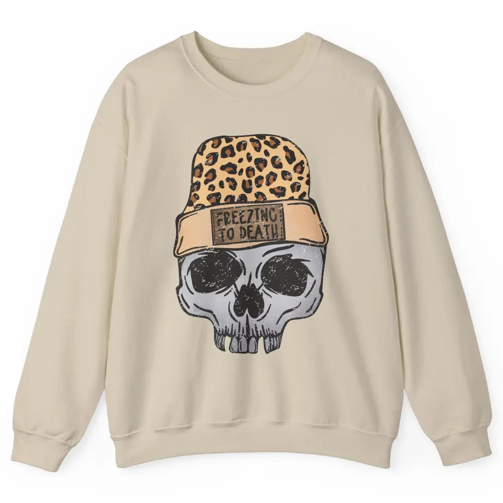 Funny Leopard Skull Freezing To Death Funny Christmas Winter Unisex Crewneck Sweatshirt