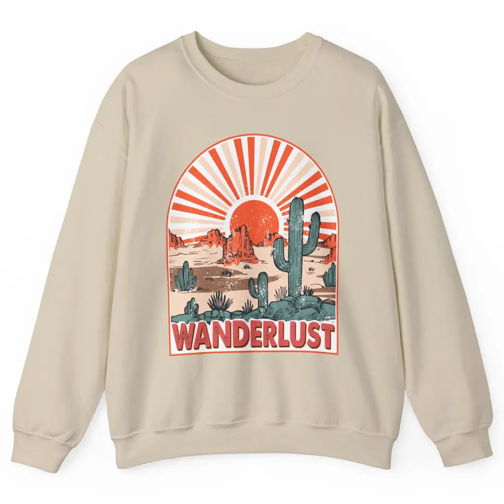 Vintage Desert Sunset Wanderlust Get Lost In Nature Outdoor Unisex Crewneck Sweatshirt