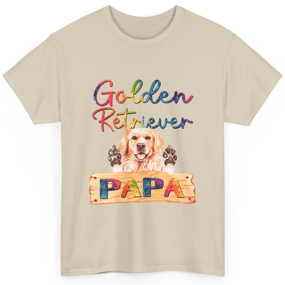 Colorful Golden Retriever Dog Papa Cute Puppy Father Dad Classic Unisex T-Shirt