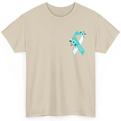 Cervical Cancer Awareness Support Turquoise Ribbon Pocket Sz Classic Unisex T-Shirt