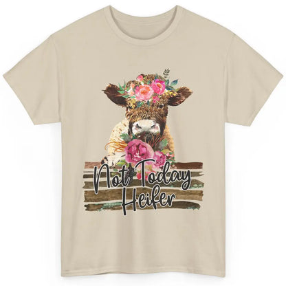 Floral Baby Cow Not Today Heifer Cow Lovers Farmer Gift Classic Unisex T-Shirt