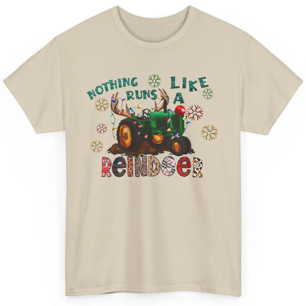 Christmas Tractor Nothing Runs Like A Reindeer Santa Claus Classic Unisex T-Shirt