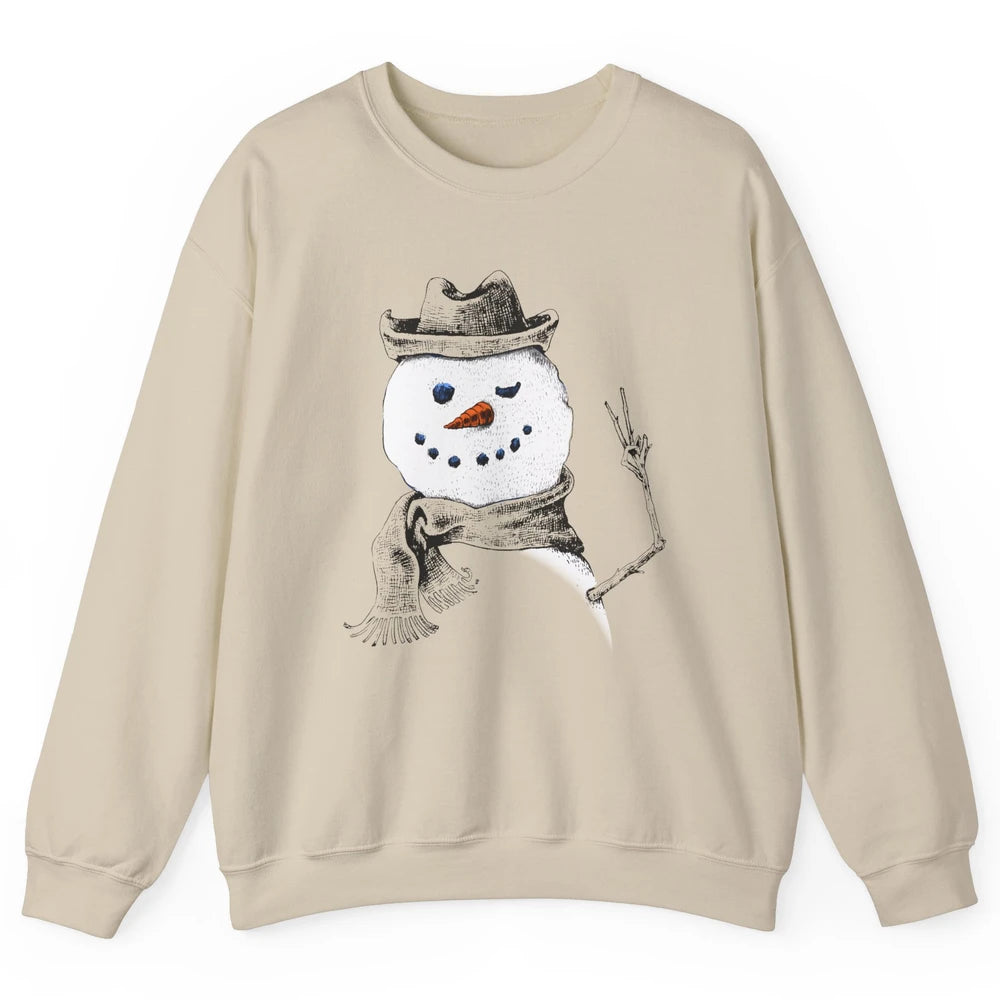 Snowman Peace Sign Christmas Snow Frosty Winter Xmas Gift Unisex Crewneck Sweatshirt