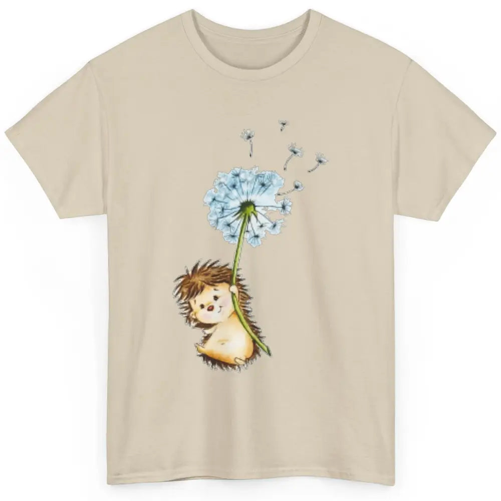 Cute Hedgehog Dandelion Watercolor Wild Animal Flower Retro Classic Unisex T-Shirt