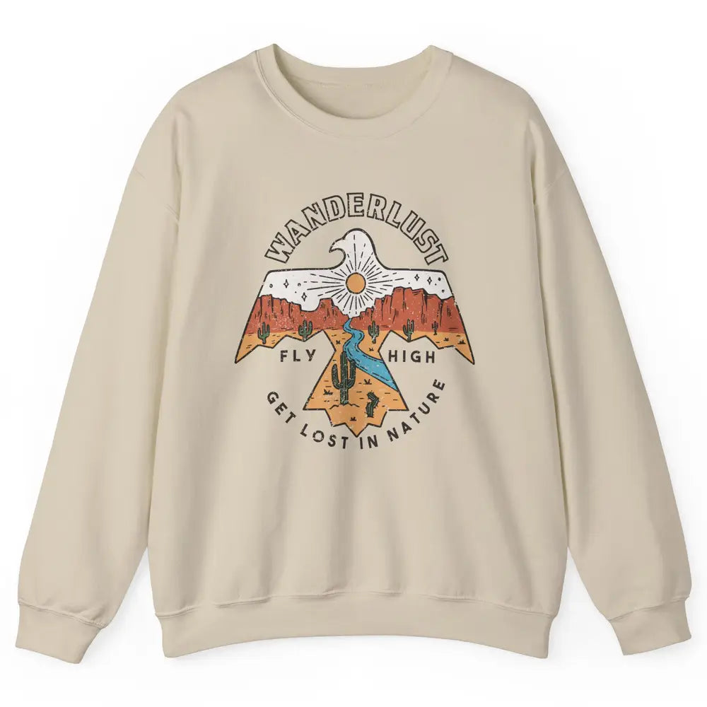 Vintage Eagle Desert Wanderlust Get Lost In Nature Outdoor Unisex Crewneck Sweatshirt