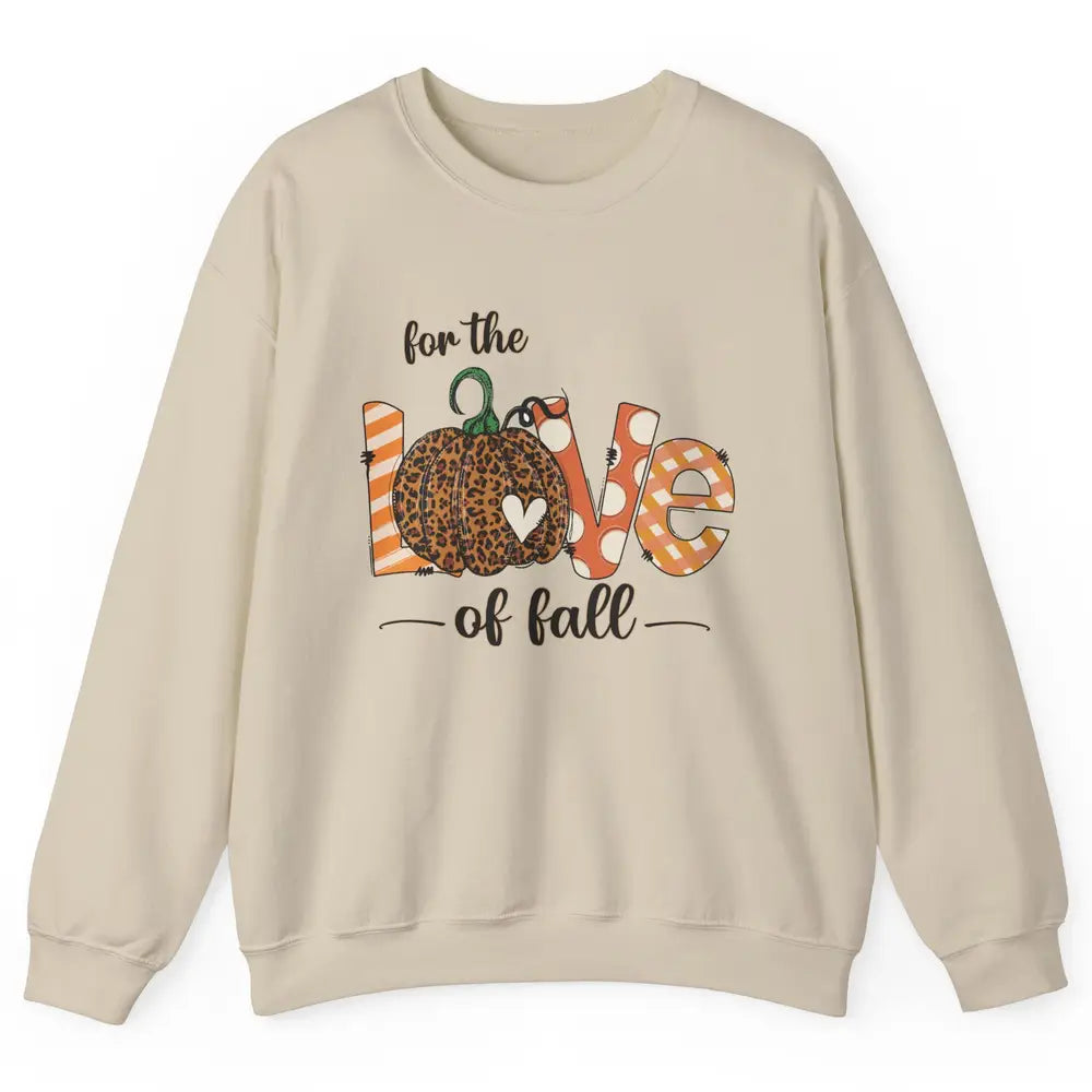 Retro Love Fall Y'All Leopard Pumpkin Heart Halloween Fall Unisex Crewneck Sweatshirt