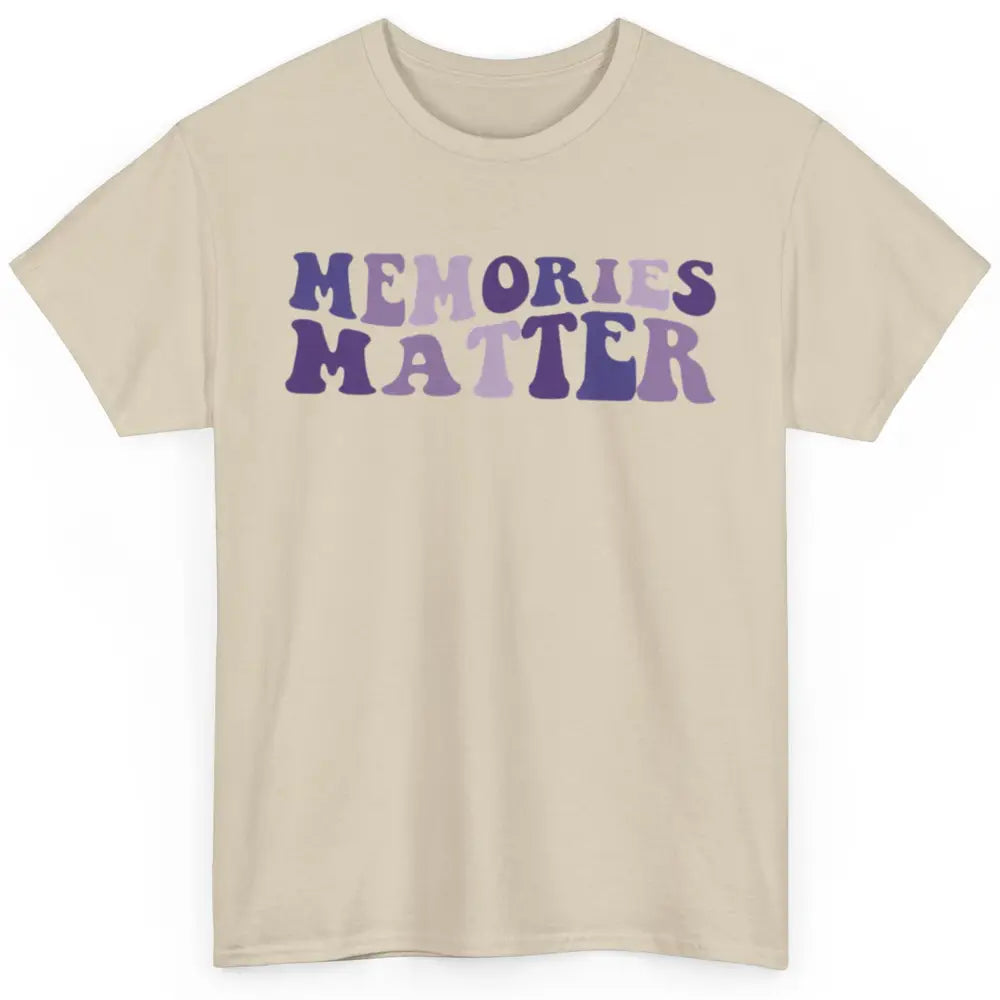 Alzheimer Awareness Groovy Memories Matter Purple Warrior Classic Unisex T-Shirt