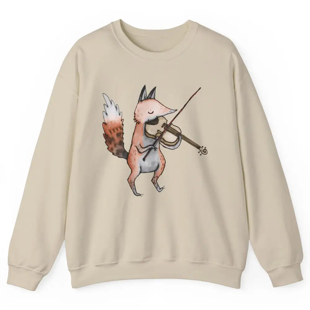 Vintage Fox Playing Violin Funny Violinist Musician Gift Unisex Crewneck Sweatshirt