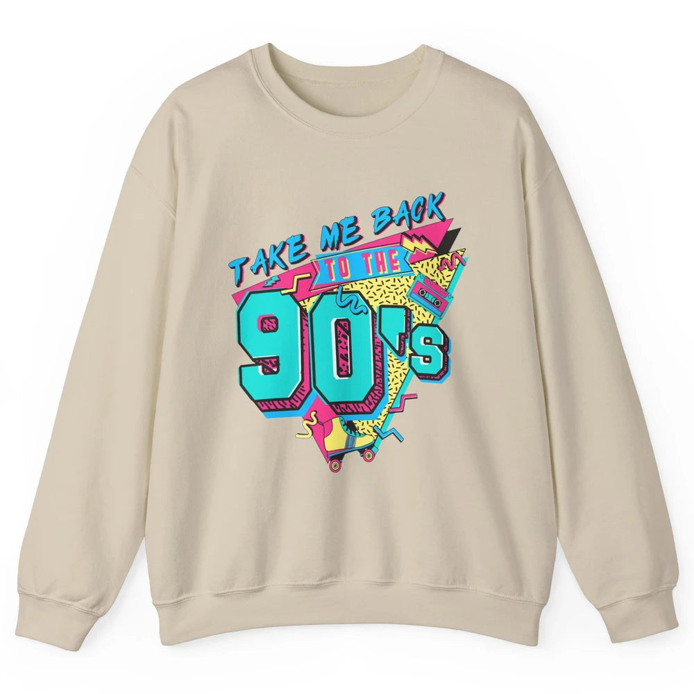 Vintage Take Me Back To The 90s Cassette Retro Rainbow Child Unisex Crewneck Sweatshirt