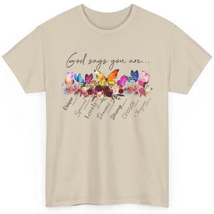 Butterflies Christian God Says You Are Bible Verse Religious Classic Unisex T-Shirt