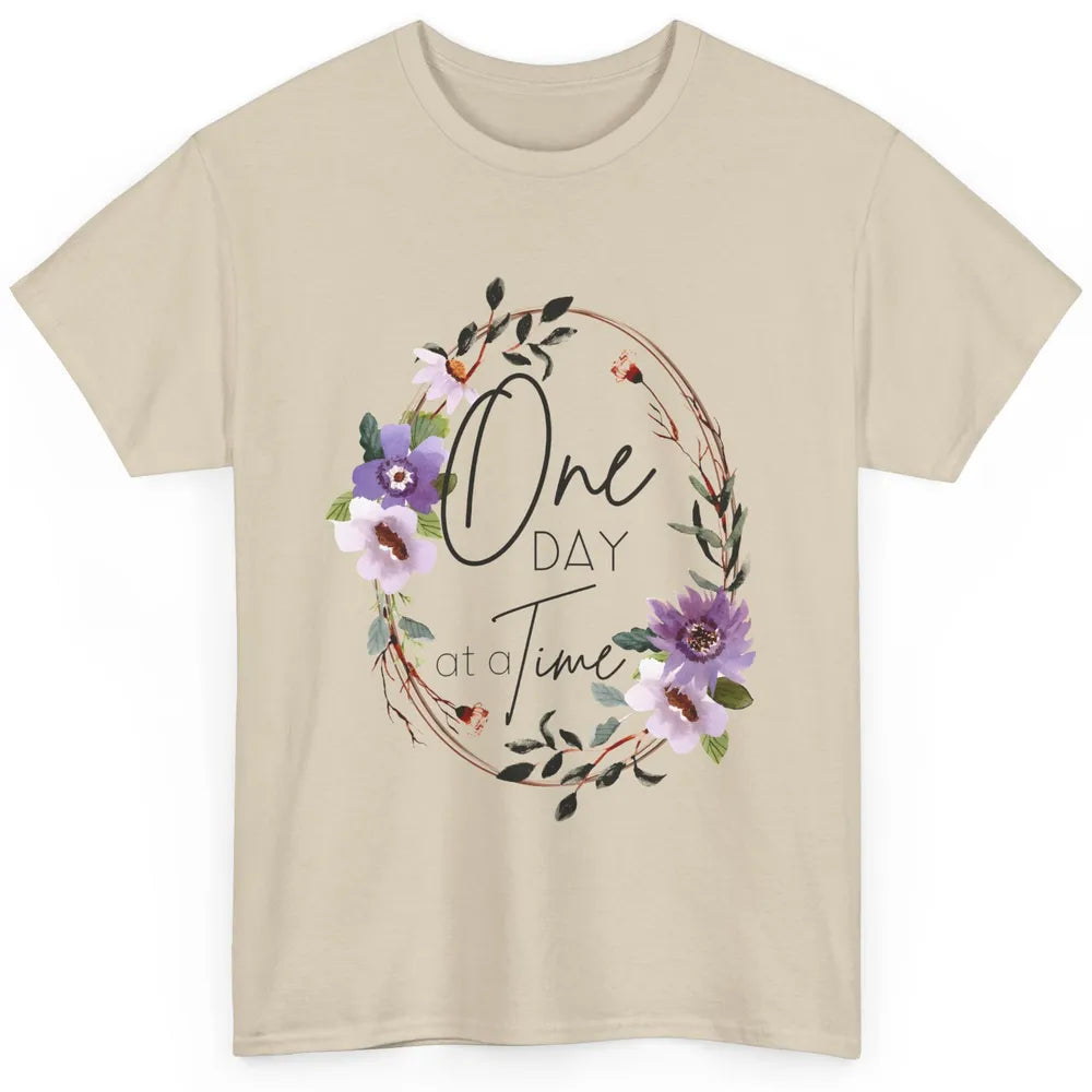 Floral Christian One Day At A Time Bible Verse Religious Classic Unisex T-Shirt