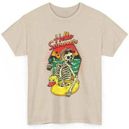 Summer Vibes Skeleton Funny Skeleton On Beach Sunset Classic Unisex T-Shirt