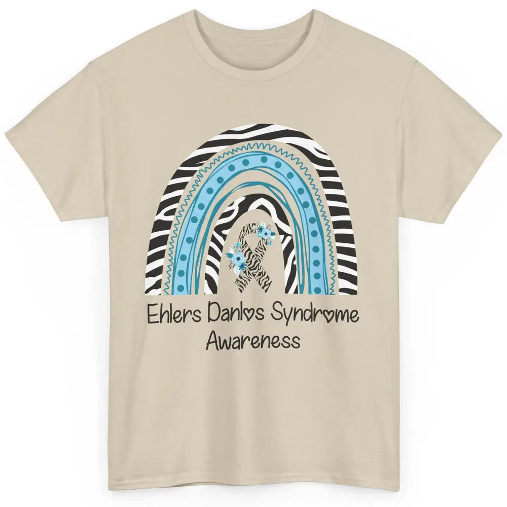 Ehlers Danlos Syndrome Awareness EDS Zibra Ribbon Rainbow Classic Unisex T-Shirt