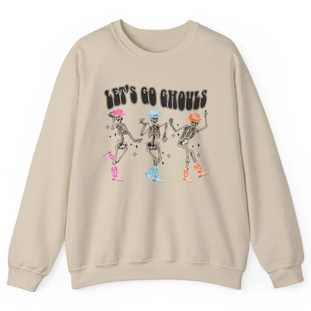 Dancing Skeleton Cowboy Let's Go Ghouls Western Halloween Unisex Crewneck Sweatshirt