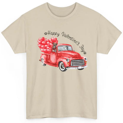 Boxer On Heart Truck Happy Valentines Day Boxer Dog Lovers Classic Unisex T-Shirt