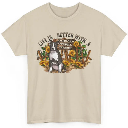 Sunflower Life Is Better With American Pitbull Terrier Mom Classic Unisex T-Shirt