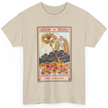 Retro Skeleton Riding Cloud The Audacity Tarot Card Rainbow Classic Unisex T-Shirt